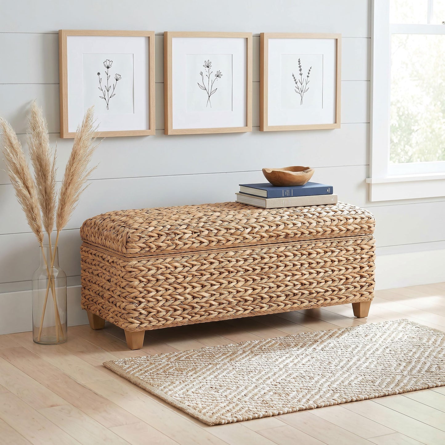 Coaster Home Furnishings - Laughton - Banana Leaf - Storage Bench with Lift-Top Lid and Soft-Close Hinges - Entryway Room - Natural - 500215NTL