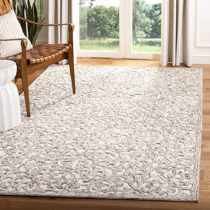 SAFAVIEH Trace Collection Area Rug - 8' Square, Brown & Ivory, Handmade Wool, Ideal for High Traffic Areas in Living Room, Bedroom (TRC103T)