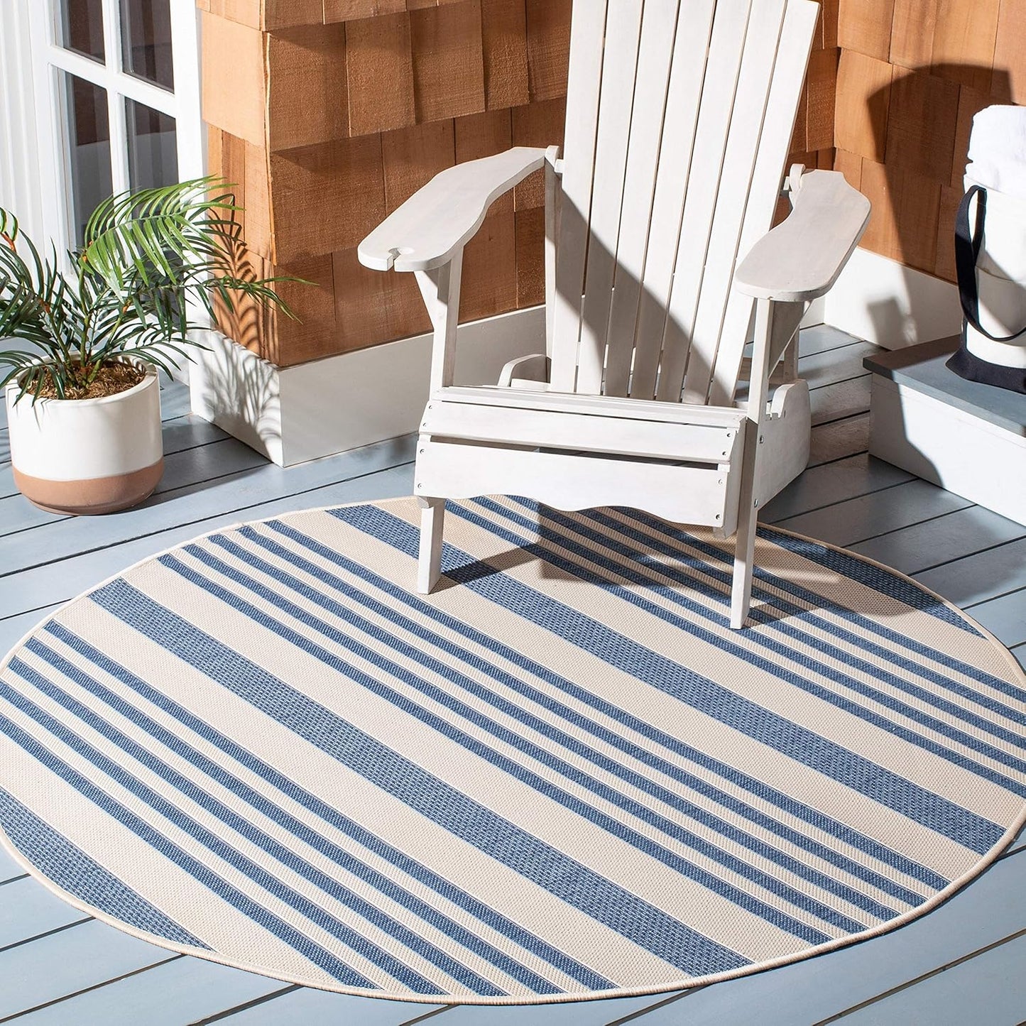 SAFAVIEH Courtyard Collection Accent Rug - 2' x 3'7", Brown & Bone Stripe Design, Non-Shedding & Easy Care