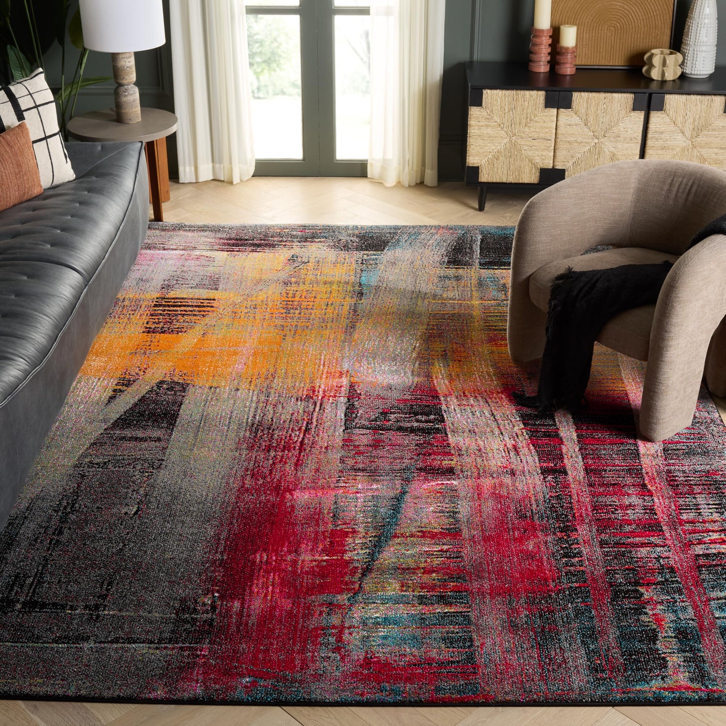 SAFAVIEH Porcello Collection Area Rug - 10'6" x 14', Multi, Modern Abstract Design, Non-Shedding & Easy Care, Ideal for High Traffic Areas in Living Room, Bedroom (PRL6936A)