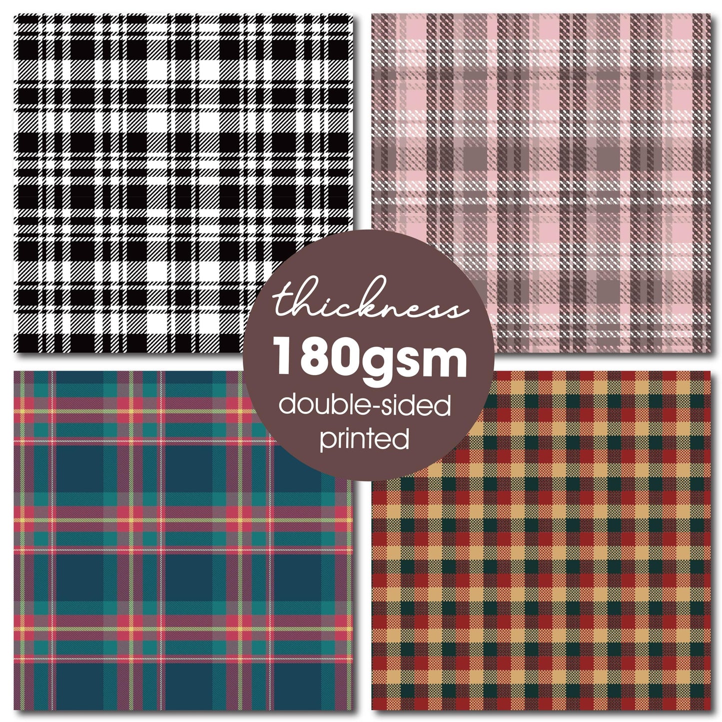 Desecraft Plaid Tartan Flannel 12x12 in Double Sided Paper Pad Pack Scrapbook Cardstock Decorative Paper - 36 Sheets - for Boys Card Making Origami Decorative Scrapbooking Supplies