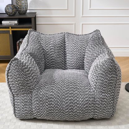 Large Grey Chenille Bean Bag Chair for Adults, Oversized Comfy Lounger for Living Room, Bedroom, Gaming, Reading, Watching TV, 47.2" x 36.2" x 30.7"