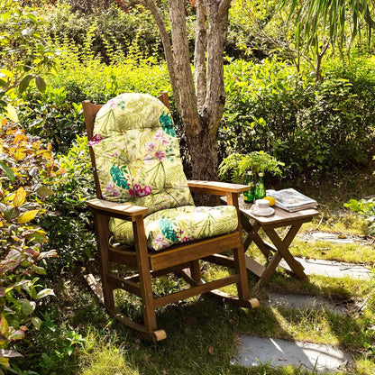 Floral High-Back Seat Cushion - Waterproof Outdoor Adirondack Chair Cushion for Patio Furniture with Tie, Vibrant