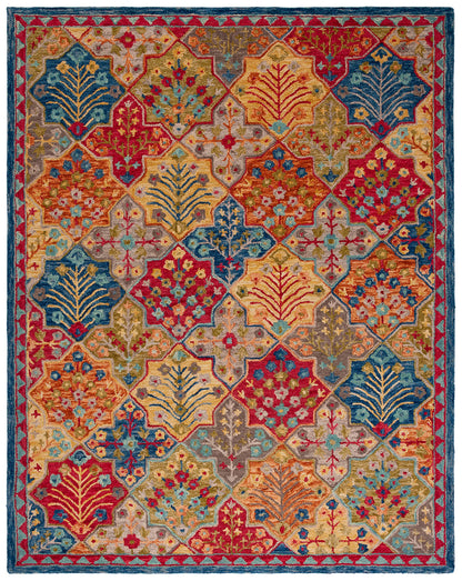 SAFAVIEH Aspen Collection Area Rug - 10' x 14', Blue & Orange, Handmade Boho Wool, Ideal for High Traffic Areas in Living Room, Bedroom (APN514M)