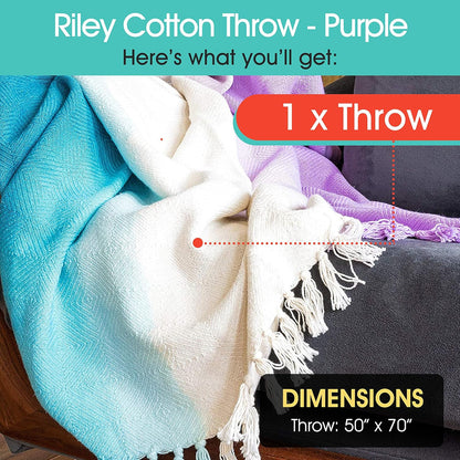 Refinery29 | Riley Collection | Premium Cotton Textured Throw Blanket, Modern Design for Luxury Home Décor (50 x 70)