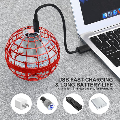 LEMATRIX Flying Orb Ball Toy, Hover Ball Boomerang Fly Fidget Spinner, Cool Toys Gifts for 6 7 8 9 10 11 12+ Years Old boy Girls Teens, Hand Mini Drone Cosmic Globe, Indoor Outdoor Toys(Red)