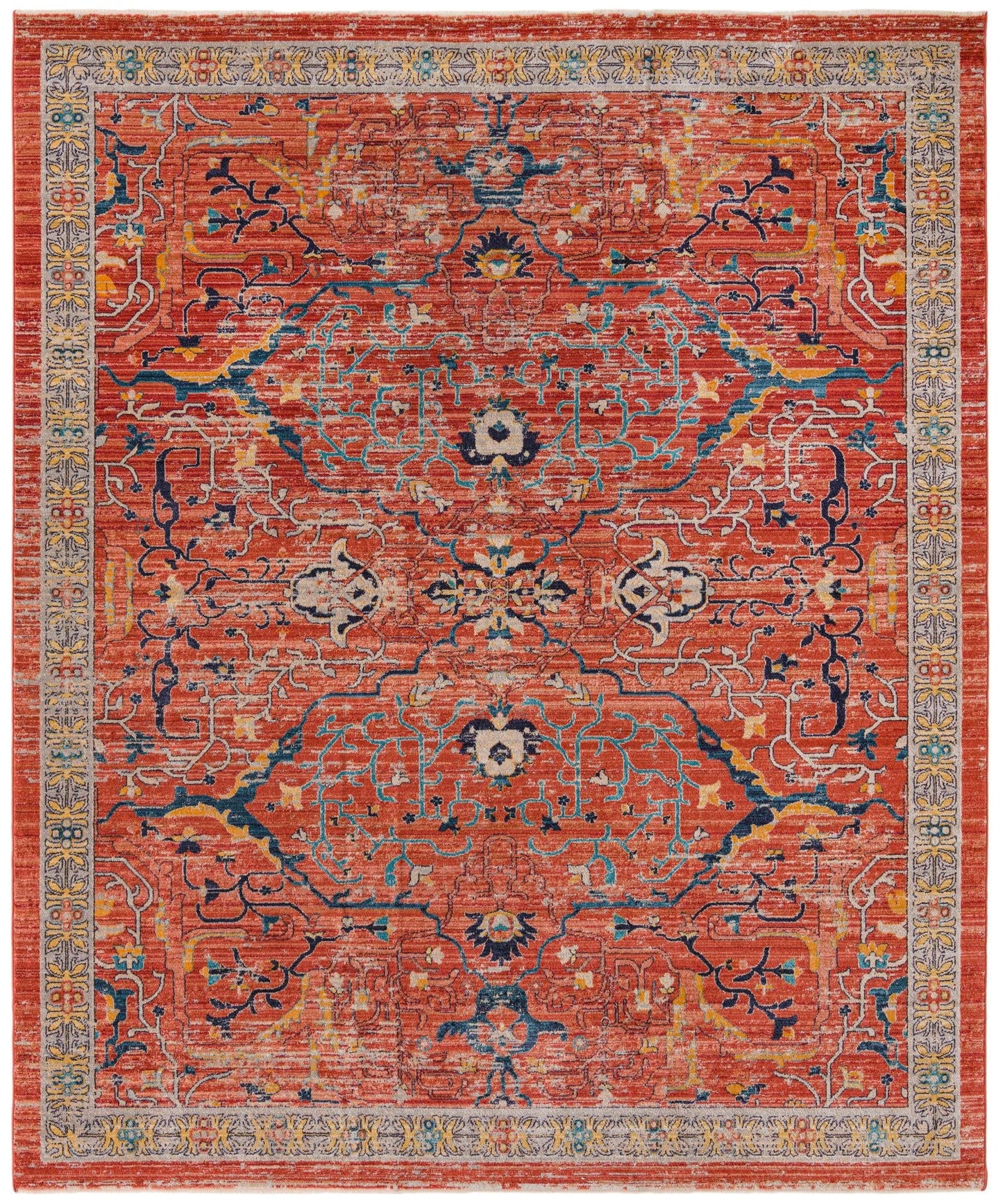 Unique Loom Lola Collection Area Rug - Vivacious (10' x 12' 4" Rectangle, Brick Red/Blue)