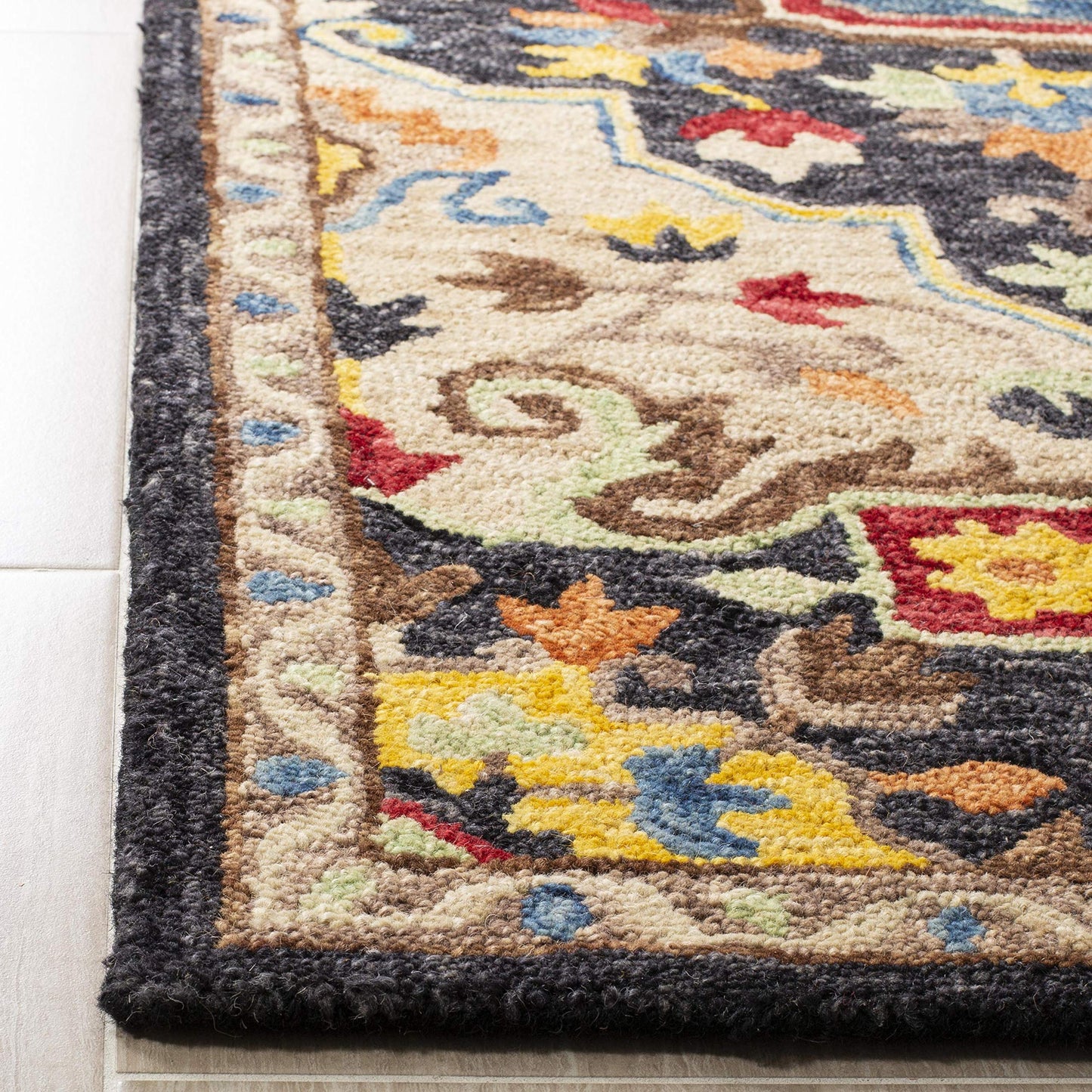 SAFAVIEH Area Rug 8x10 - Aspen Collection - Large - Charcoal & Cream, Handmade Wool, Boho Design, Ideal for Living Room, Bedroom, Office, Dining Space (APN511H)