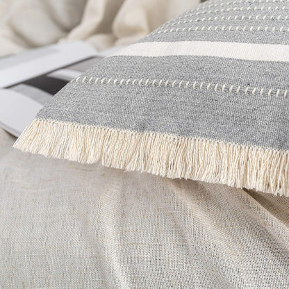12 20 Inches, OJIA Modern Throw Pillow Cover with Tassels, Decorative Liana Fringe Accent Cushion Case, Farmhouse Woven