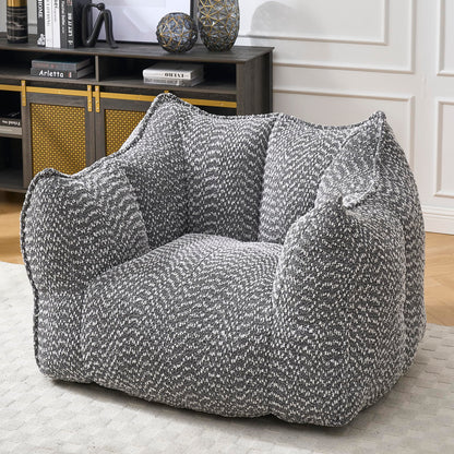 Large Grey Chenille Bean Bag Chair for Adults, Oversized Comfy Lounger for Living Room, Bedroom, Gaming, Reading, Watching TV, 47.2" x 36.2" x 30.7"