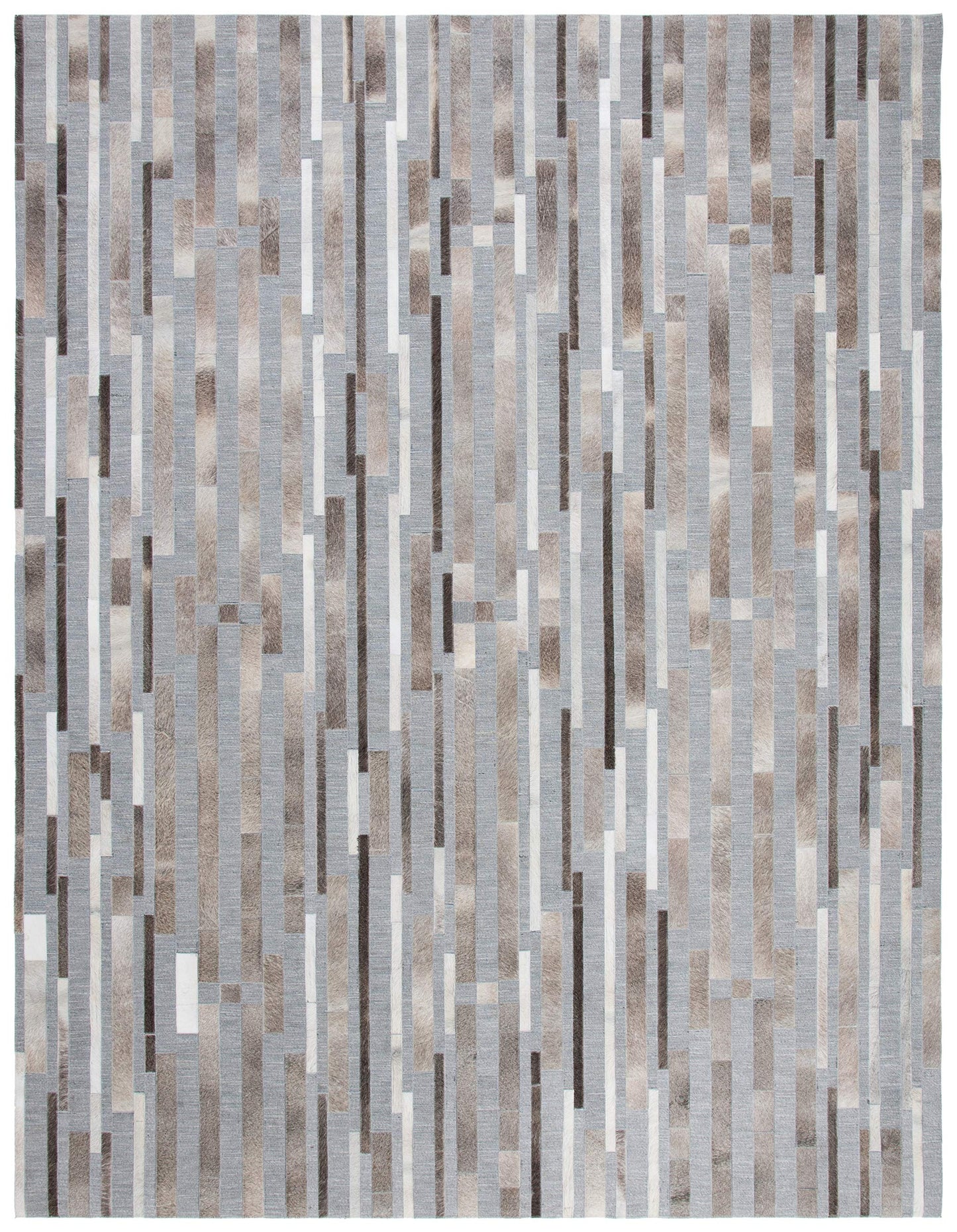 SAFAVIEH Studio Leather Collection 8' x 10' Ivory/Grey STL222A Handmade Mid-Century Modern Leather & Viscose Area Rug