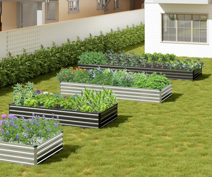 Easllre 2PCS 9x3x1ft Galvanized Raised Garden Bed,Outdoor Planter Box Metal Patio Kit Planting Bed for Vegetables Flowers Herb,Silver