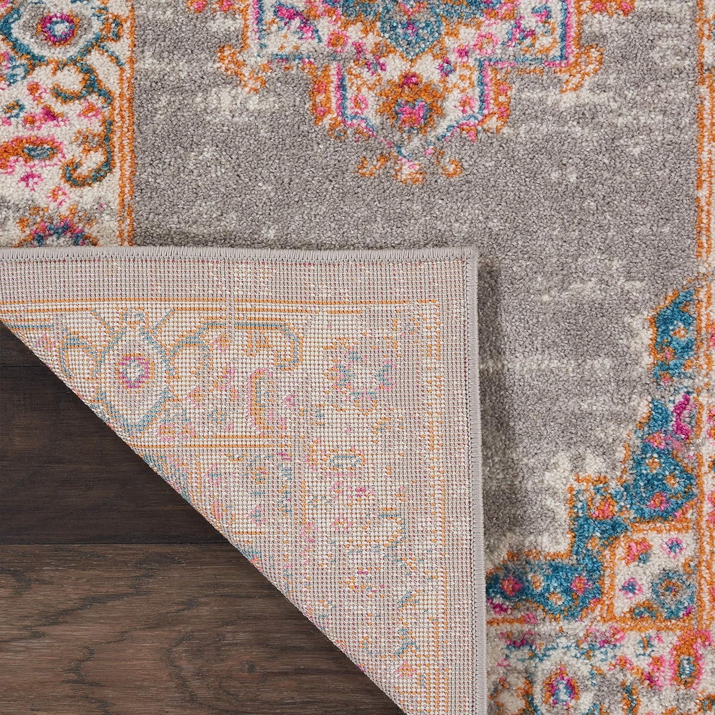 Nourison Passion Grey Area Rug, 22" x 34", Boho Traditional, Easy-Cleaning, Non-Shedding, Bedroom Living Room