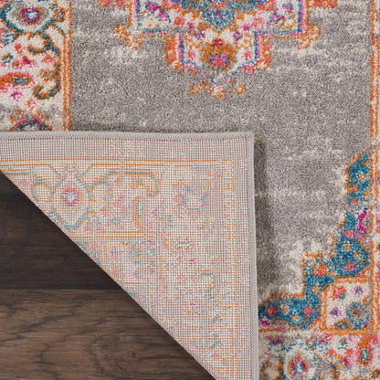 Nourison Passion Grey Area Rug, 22" x 34", Boho Traditional, Easy-Cleaning, Non-Shedding, Bedroom Living Room