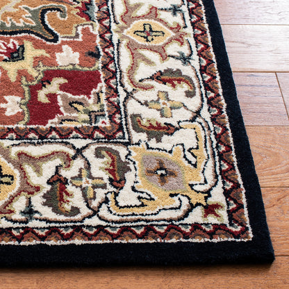 SAFAVIEH Heritage Collection Area Rug - 8' Square, Navy & Brown, Handmade Wool, Traditional Oriental Medallion Design, Ideal for Living Room, Bedroom, Dining Space (HG625T)