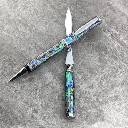 LACHIEVA LUX Luxury Abalone Shell Ballpoint Pen & Letter Opener Set, Elegant Gift for Men & Women, Great for Christmas and Special Occasions
