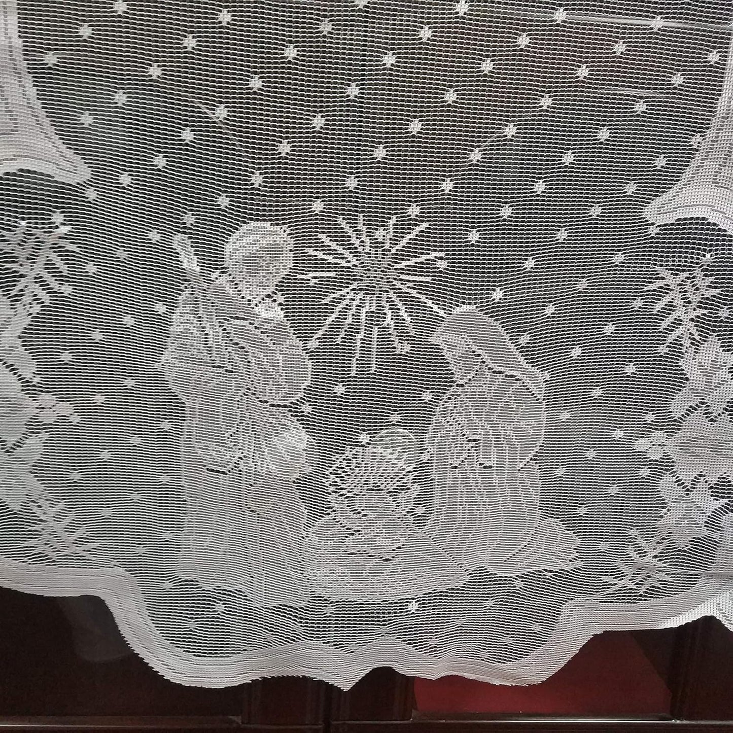 DoubleWood 20"x90" Christmas Decor Fireplace Scarf, White Lace Jesus Christmas Decorations Table Runner for Holiday