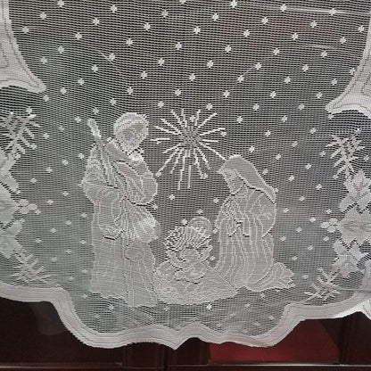 DoubleWood 20"x90" Christmas Decor Fireplace Scarf, White Lace Jesus Christmas Decorations Table Runner for Holiday