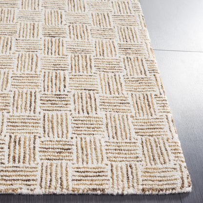 SAFAVIEH Area Rug 8x10 - Micro-Loop Collection - Large - Taupe & Ivory, Handmade Wool, Geometric Design, Ideal for Living Room, Bedroom, Office, Dining Space (MLP537E)