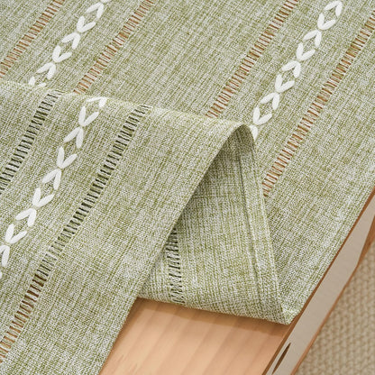 2060 Inches Rectangular Coffee Table Covers for Living Room Striped Embroidered Tablecloth Linen Coffee Table Cloth
