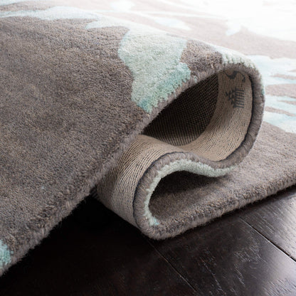 SAFAVIEH Dip Dye Collection 9' x 12' Grey / Turquoise DDY716L Handmade Floral Watercolor Premium Wool Area Rug