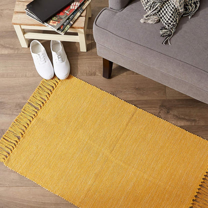 DII Woven Rugs Collection, Ribbed Reversible Cotton 2x3', Honey Gold & Off-White for Home Decor