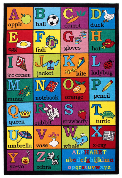 Rugshop Kids Educational Learning Alphabet Non Skid (Non Slip) Area Rug 3'3" x 4'7" Multi