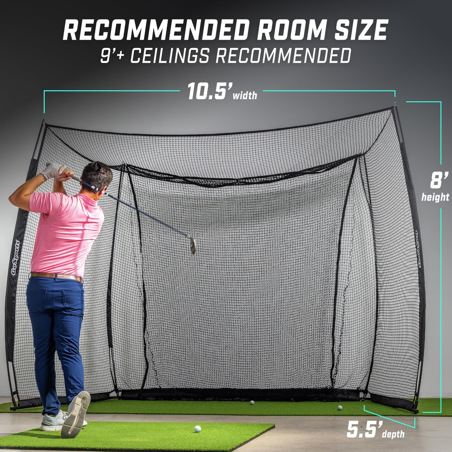GoSports Range Cage 10 x 8 ft Golf Practice Hitting Net - Classic Net
