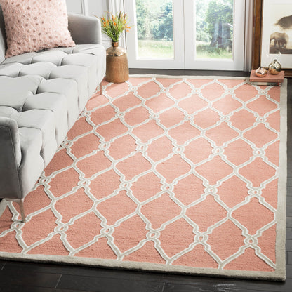 SAFAVIEH Cambridge Collection Area Rug - 8' Square, Coral & Ivory, Handmade Moroccan Wool, Ideal for High Traffic Areas in Living Room, Bedroom (CAM352W)