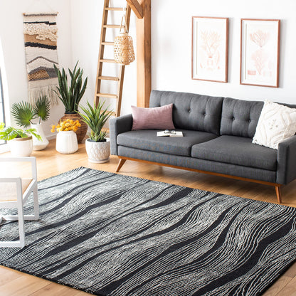 SAFAVIEH Area Rug 8x10 - Metro Collection - Large - Black & Ivory, Handmade Wool, Ideal for Living Room, Bedroom, Office, Dining Space (MET995Z)