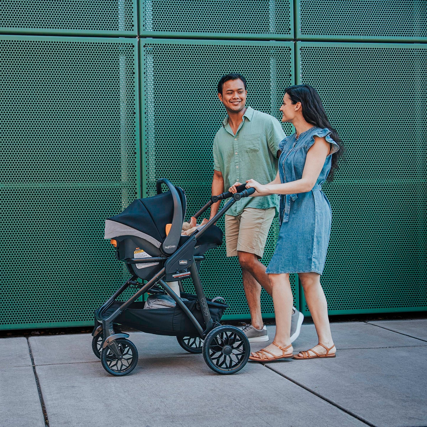 Chicco Corso LE ClearTex Modular Travel System, Corso LE Modular Stroller with KeyFit Max ClearTex Infant Car Seat and Base, Tidal/Blue