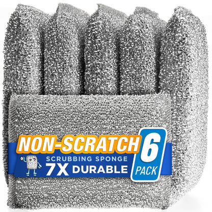 SPONGENATOR Kitchen Scrubbing Sponges - Heavy Duty Non-Scratch Scrubbing Cleaner Sponges in 1 Color - Multi-Surface Non-Metal Dish Scouring Scrubbers for Fast Cleaning. (6 Pack)