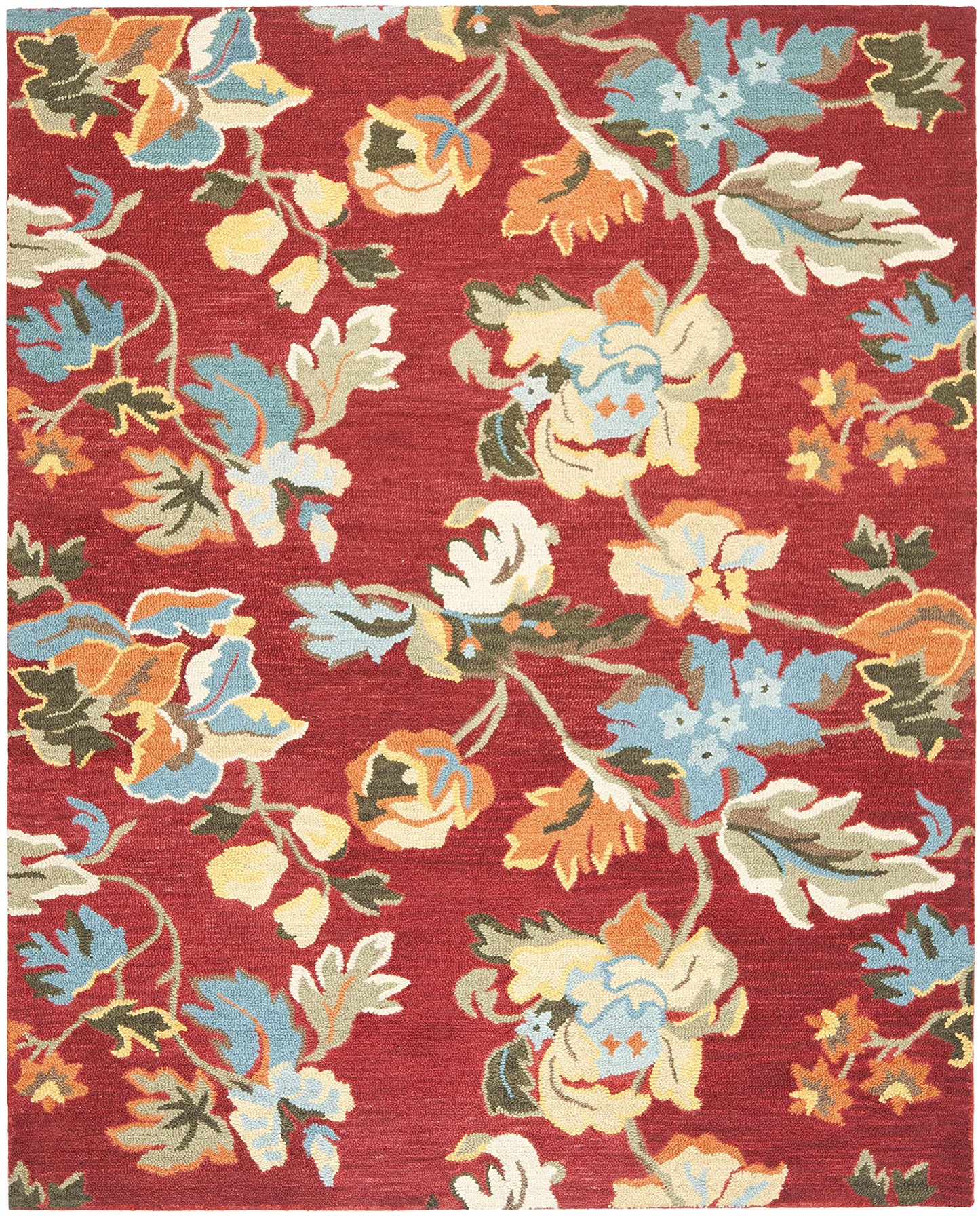 SAFAVIEH Blossom Collection 8' x 10' Red / Multi BLM672A Handmade Premium Wool Area Rug