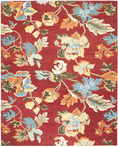 SAFAVIEH Blossom Collection 8' x 10' Red / Multi BLM672A Handmade Premium Wool Area Rug