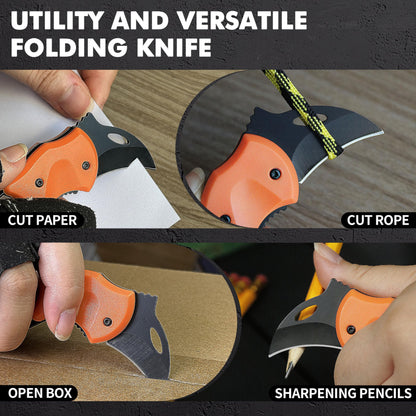 Father's Day, Mother's Day, Easter, Memorial Day, Birthday Gifts for Him/Her/Men/Women, Orange Keychain Pocket Knife with Safety Lock, Carabiner - Compact EDC Tool for Daily Use, Gifts for Father/Mother/Boyfriend/Girlfriend/Husband/Wife (Gift Box)