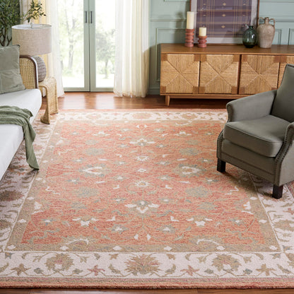 SAFAVIEH Area Rug 8x10 - Heritage Collection - Large - Rust & Ivory, Handmade Wool, Ideal for Living Room, Bedroom, Dining Space (HG125P)
