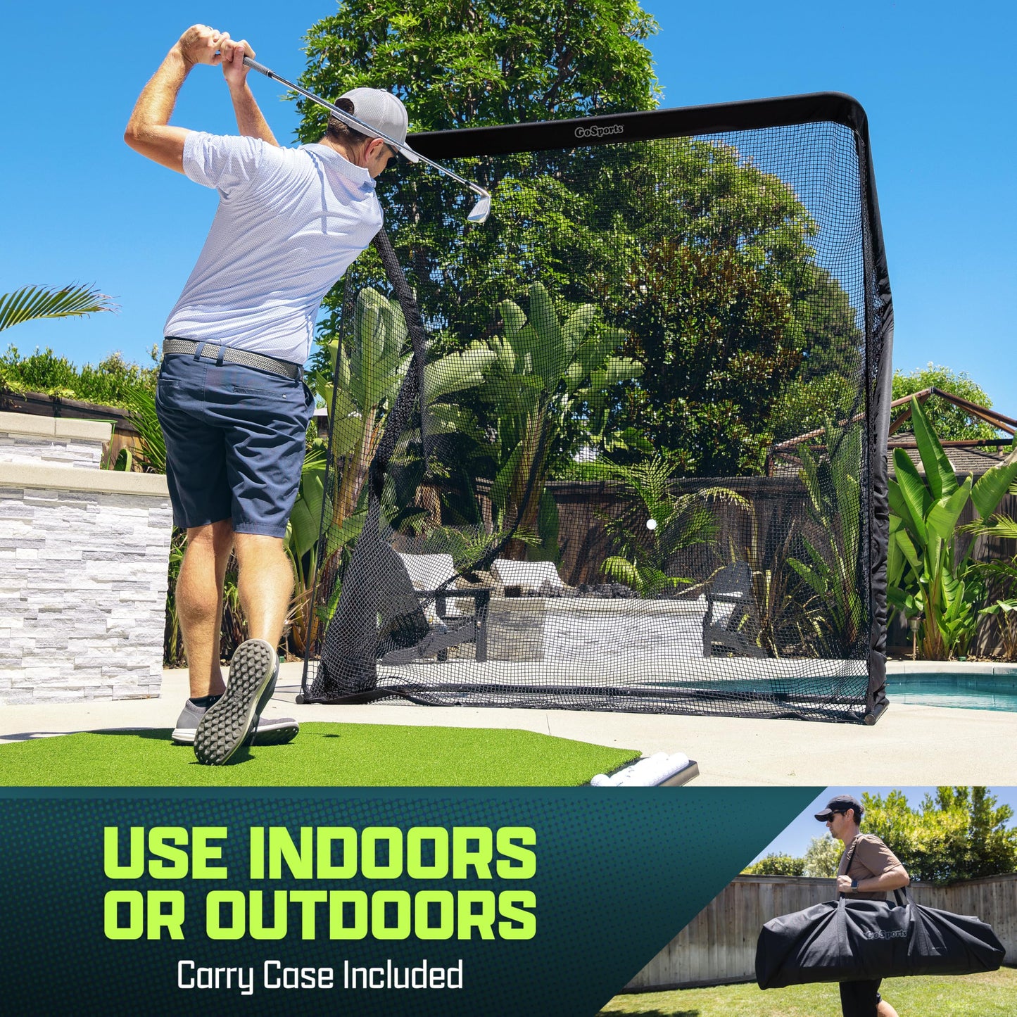 GoSports Elite Golf Practice Net with Steel Frame - 7 ft Size
