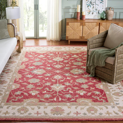 SAFAVIEH Area Rug 8x10 - Heritage Collection - Large - Red & Ivory, Handmade Wool, Ideal for Living Room, Bedroom, Dining Space (HG125Q)