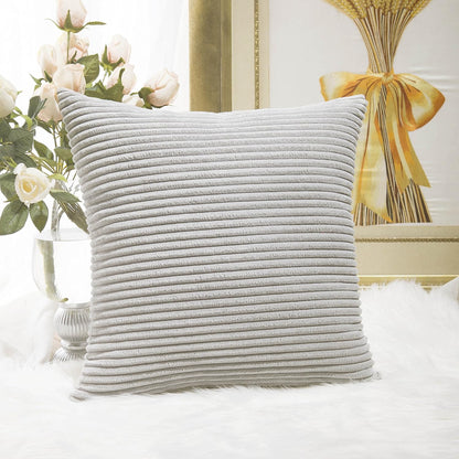 18"x18"(45cm) Home Brilliant Striped Velvet Cushion Cover for Chair Supersoft Handmade Decorative Pillowcase, Light