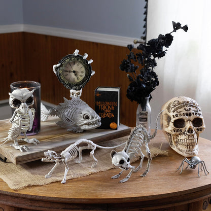 SCS Direct Piranha Fish Skeleton Halloween Decoration (2 Pack) 10" Long - Weather Resistant for Indoor/Outdoor - Upgrade Your Fall Graveyard Haunted House Party Props, Trick-or-Treat Decor