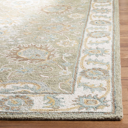 SAFAVIEH Blossom Collection 8' x 10' Sage / Ivory BLM702W Handmade Premium Wool Area Rug