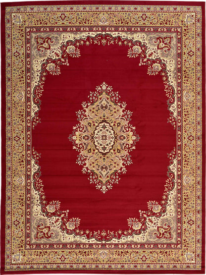 Unique Loom Reza Collection Traditional Persian Style Area Rug, 9 ft 10 in x 13 ft, Burgundy/Ivory