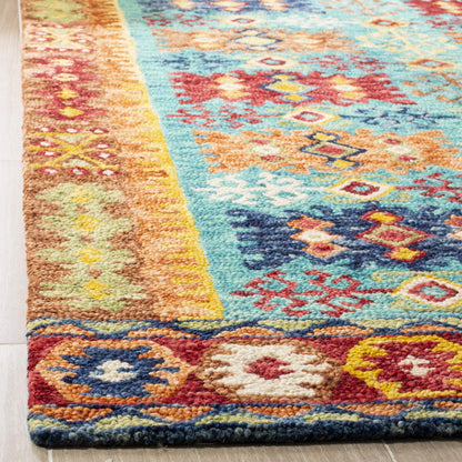 SAFAVIEH Area Rug 8x10 - Aspen Collection - Large - Blue & Red, Handmade Wool, Boho Design, Ideal for Living Room, Bedroom, Office, Dining Space (APN503A)