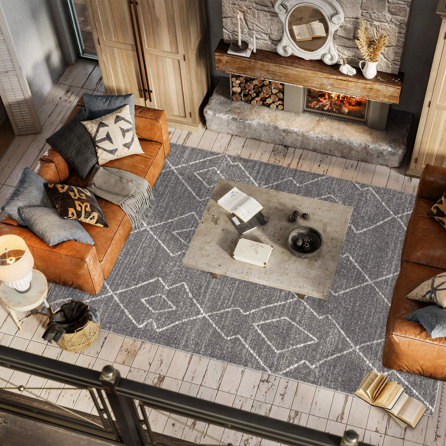 JONATHAN Y Alia Moroccan Beni Souk Gray/Cream Indoor Area Rug, 3x5, Bohemian, Scandinavian, Easy-Cleaning for Living Room, Bedroom, Kitchen, Pet Friendly, Non-Shedding (MOH202B-3)