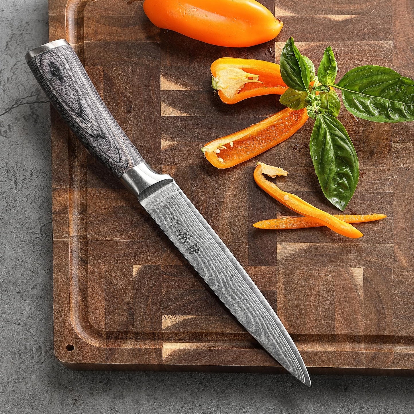Wakoli EDIS 5-Piece Damascus Kitchen Knife Set – Professional Kitchen Knives with VG10 Core, 67-Layer Damascus Steel Blades and Ergonomic Pakkawood Handles – Premium Chef Knife Set in Gift Box