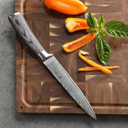 Wakoli EDIS 5-Piece Damascus Kitchen Knife Set – Professional Kitchen Knives with VG10 Core, 67-Layer Damascus Steel Blades and Ergonomic Pakkawood Handles – Premium Chef Knife Set in Gift Box