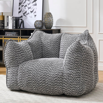 Large Grey Chenille Bean Bag Chair for Adults, Oversized Comfy Lounger for Living Room, Bedroom, Gaming, Reading, Watching TV, 47.2" x 36.2" x 30.7"