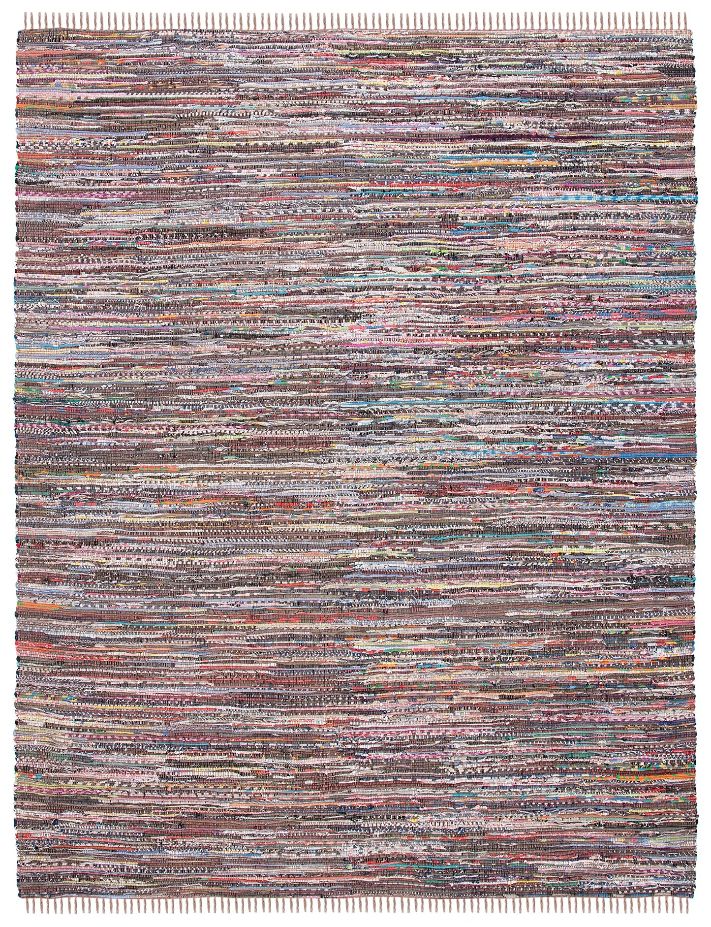 SAFAVIEH Rag Rug Collection X-Large Area Rug - 11' x 15', Rust & Multi, Handmade Boho Stripe Cotton, Ideal for High Traffic Areas in Living Room, Bedroom (RAR121E)