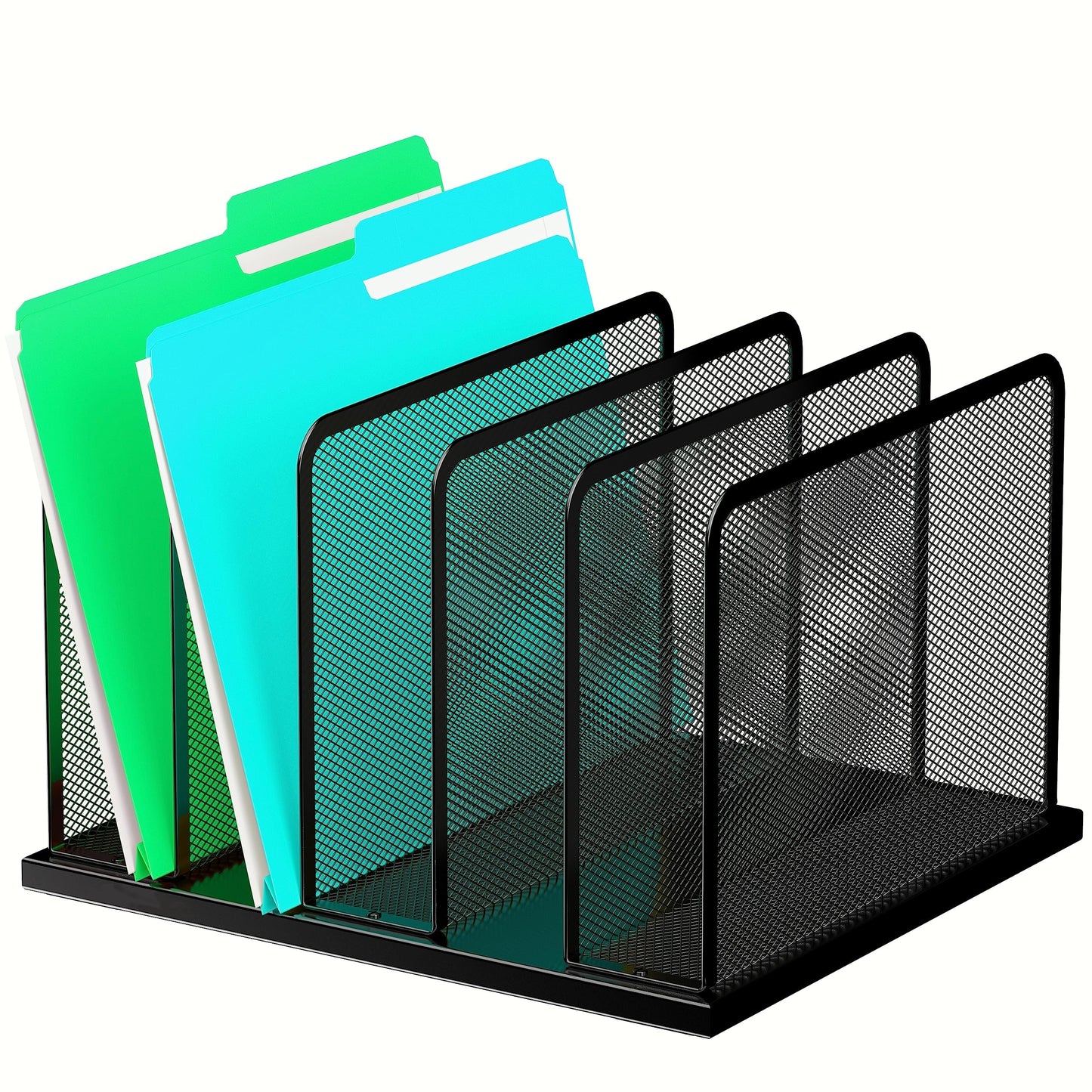 Kuntine.B Desk File Organizer Upright Mesh Desktop Organizer File Sorter Office Organization File Holder for Home, Office & Classroom (Black, 1 Pack 5-Section)