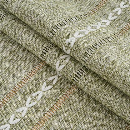 2471 Inches Rectangular Coffee Table Covers for Living Room Striped Embroidered Tablecloth Linen Coffee Table Cloth